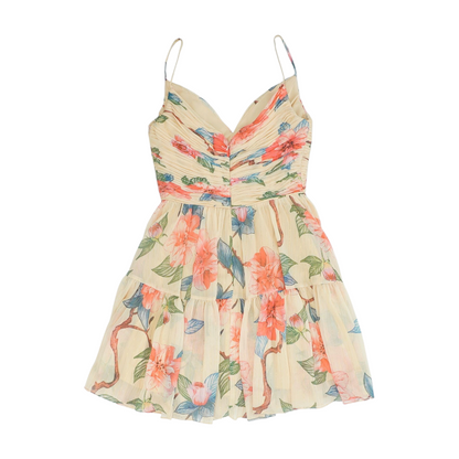 Beige Floral Mini Dress