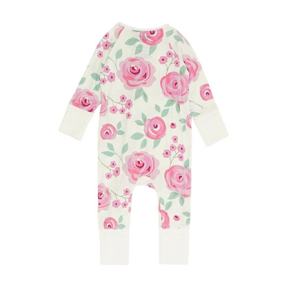 White Floral Long Sleeve One-Piece
