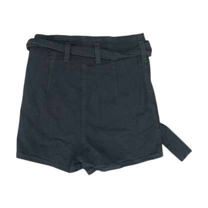 Black Solid Denim Shorts