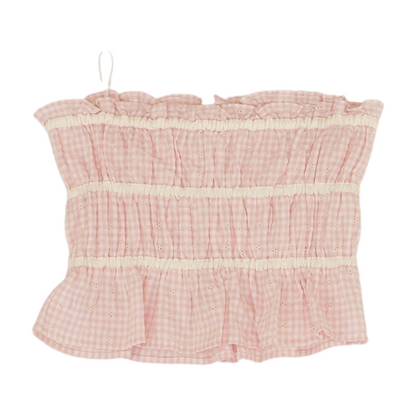 Pink Check Cropped Blouse