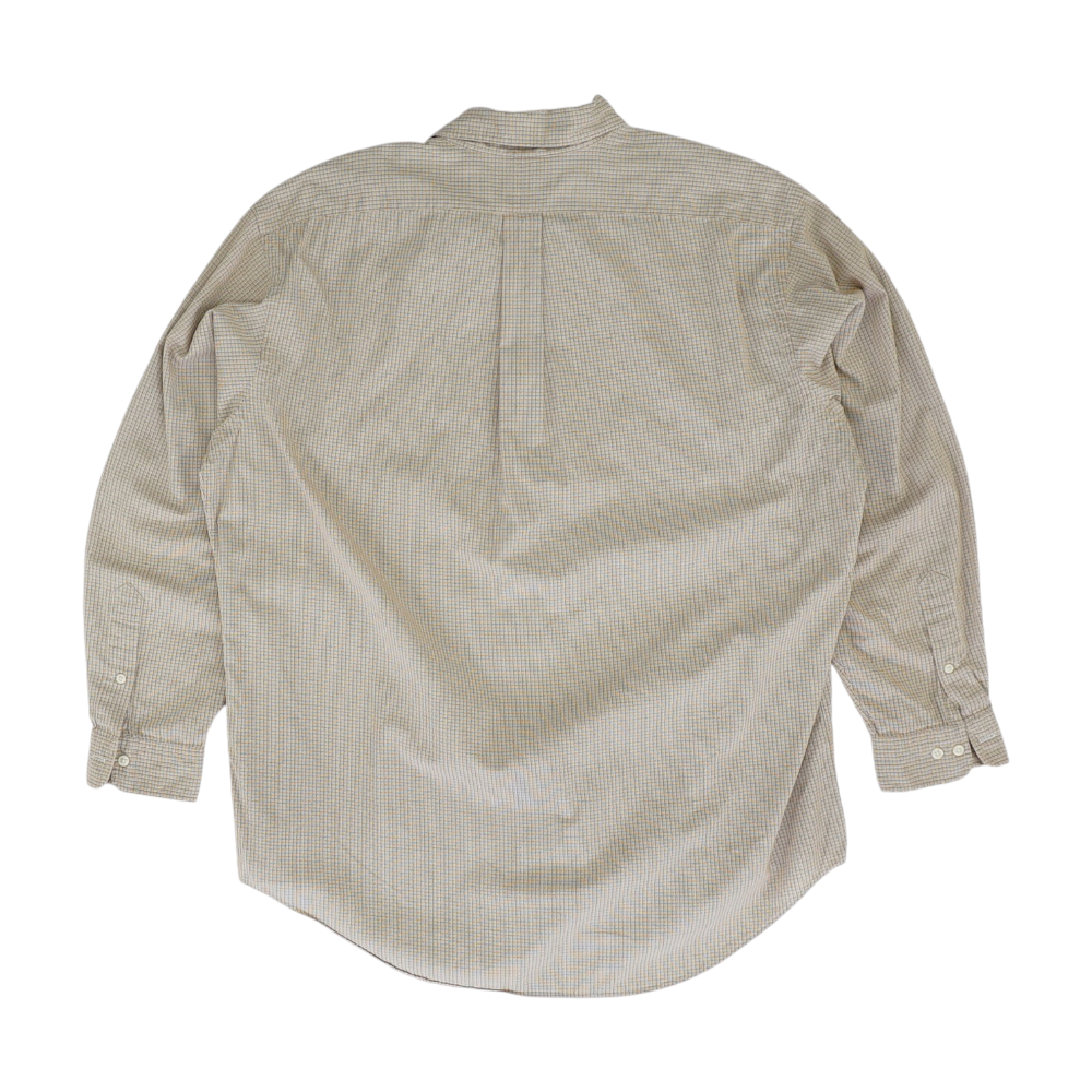 Beige Check Long Sleeve Button Down