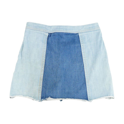 Blue Color Block Mini Skirt