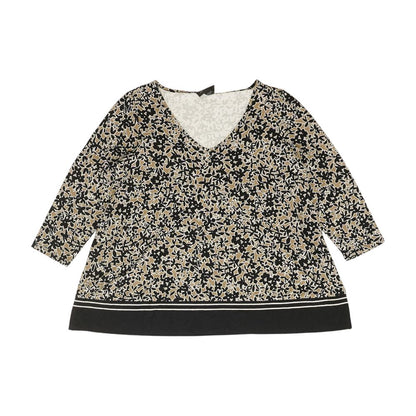 Brown Floral 3/4 Sleeve Blouse