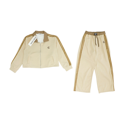 Tan Solid Pant Set