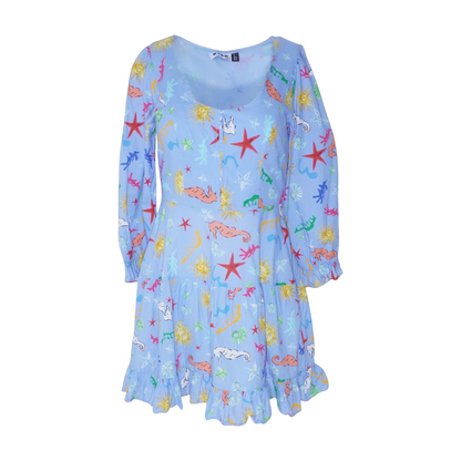 Blue Graphic Mini Dress