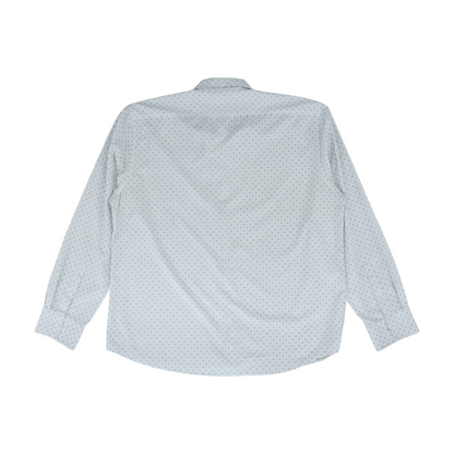 White Print Long Sleeve Button Down