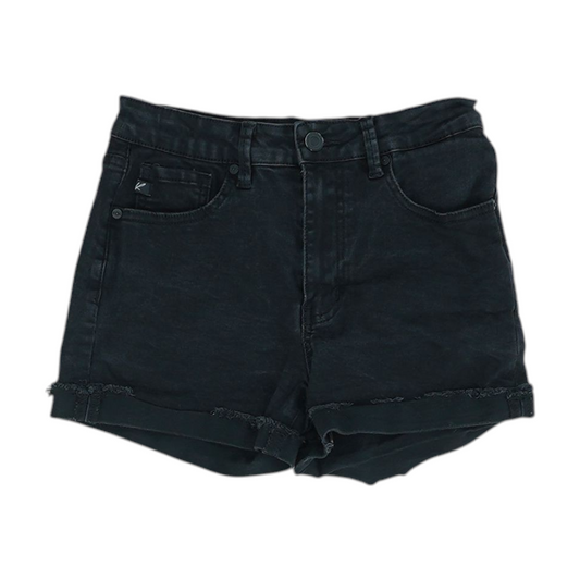 Black Solid Denim Shorts