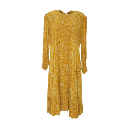 Mustard Maternity Print Midi Dress