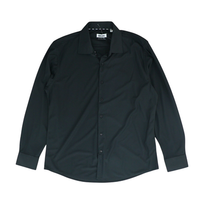 Black Solid Long Sleeve Button Down