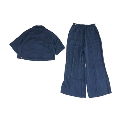 Blue Solid Pant Set