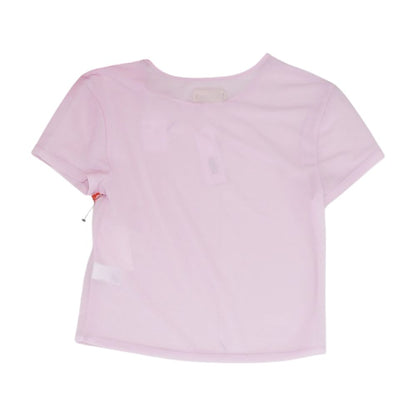 Pink Solid Sheer Crewneck T-Shirt