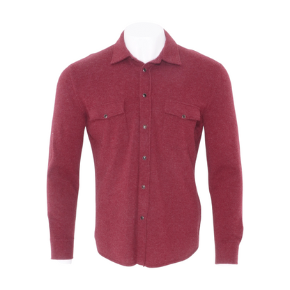 Red Virgin Wool, Cashmere and Silk Knit Shirt