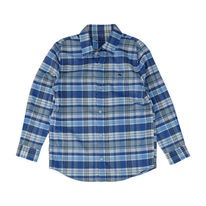 Blue Plaid Long Sleeve Button Down