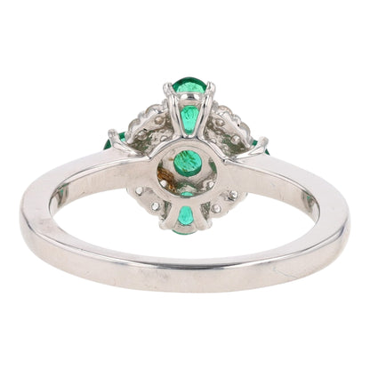 3/4 ctw Sterling Silver Emerald Fashion Ring