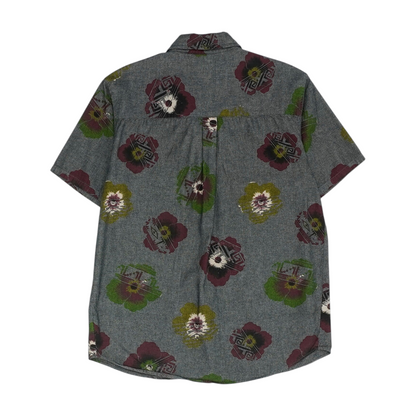 Gray Floral Short Sleeve Button Down