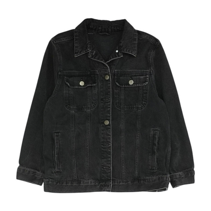 Black Solid Denim Jacket