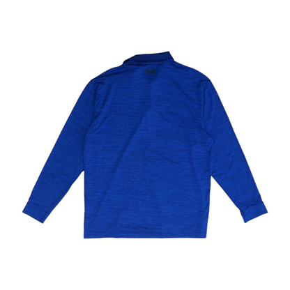 Blue Solid Long Sleeve Polo