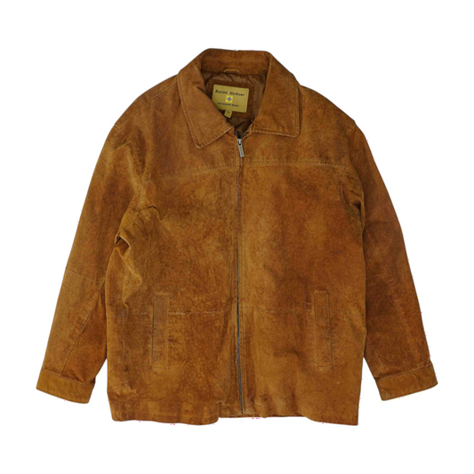 Brown Solid Leather Jacket
