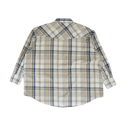 Beige Plaid Long Sleeve Button Down