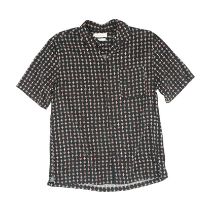 Black Print Short Sleeve Button Down