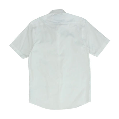 White Solid Short Sleeve Button Down