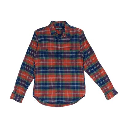 Orange Plaid Flannel Button Down