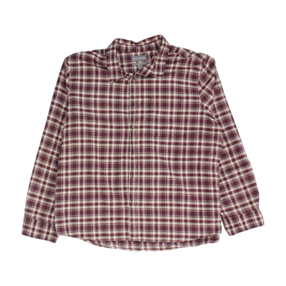 Maroon Plaid Long Sleeve Button Down