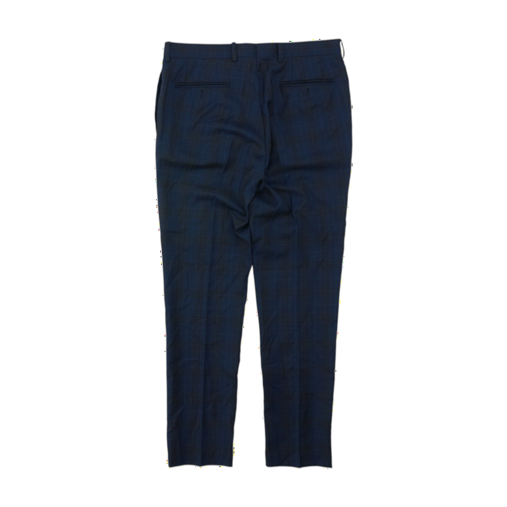 Navy Plaid Regular Pants