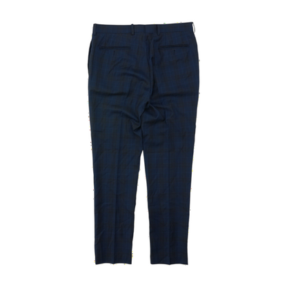 Navy Plaid Regular Pants