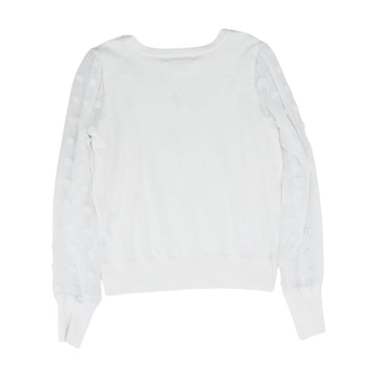 White Solid Crewneck Knit Top