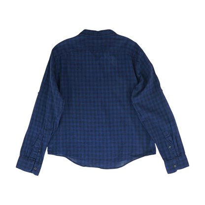 Navy Check Long Sleeve Button Down
