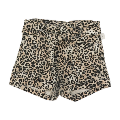 Beige Animal Print Denim Shorts