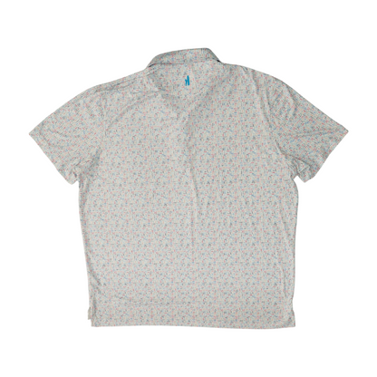 White Print Short Sleeve Polo
