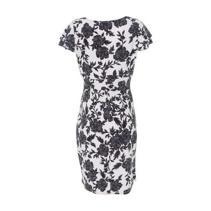 Beige Floral Midi Dress