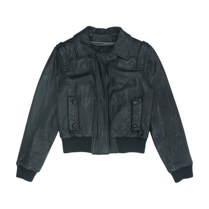 Black Solid Leather Jacket