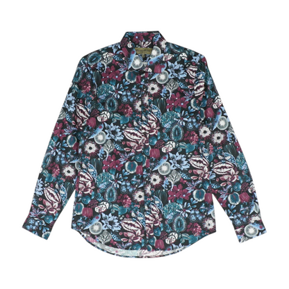 Black Floral Long Sleeve Button Down