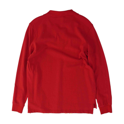 Red Solid Long Sleeve Polo