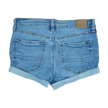 Blue Solid Denim Shorts