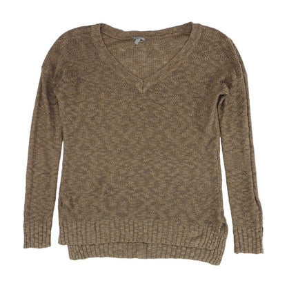 Brown Solid V-Neck Sweater