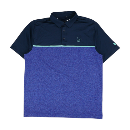 Blue Color Block Short Sleeve Polo