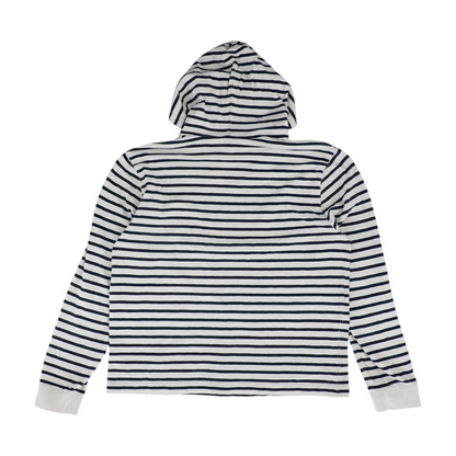 Cream Striped Hoodie Pullover