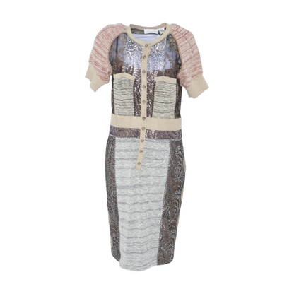 Brown Lace Cotton Blend Midi Dress