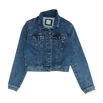 Blue Solid Denim Jacket