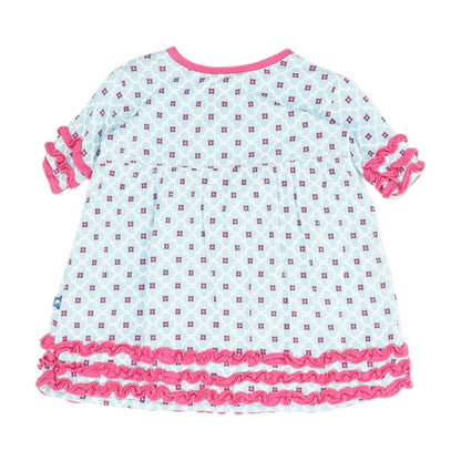 Blue Floral Short Sleeve Blouse