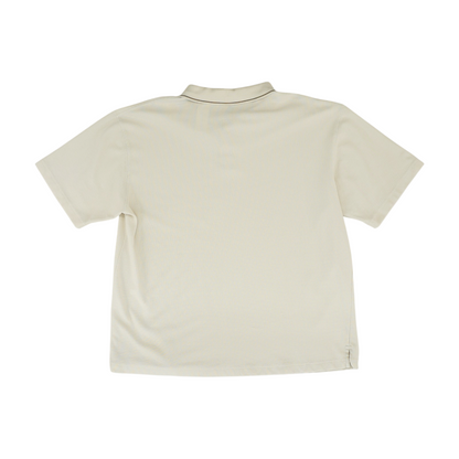 Beige Solid Short Sleeve Polo