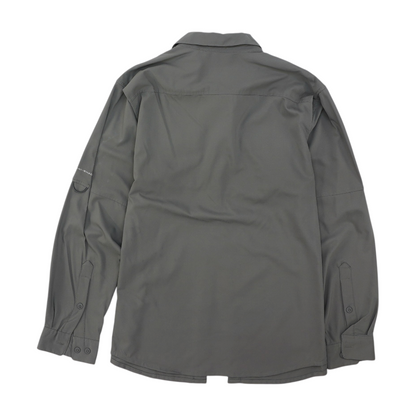 Gray Solid Long Sleeve Button Down
