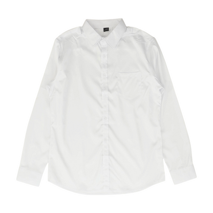 White Solid Long Sleeve Button Down