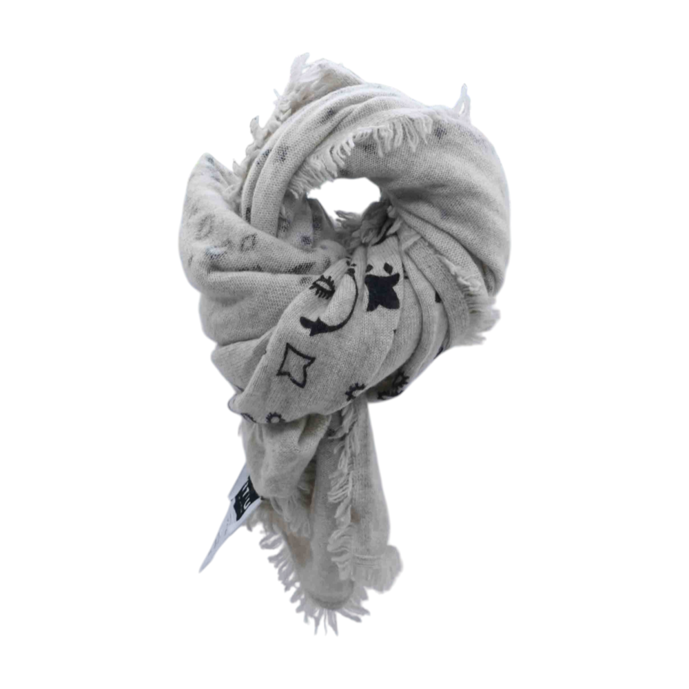 Beige Graphic 100% Cashmere Scarf