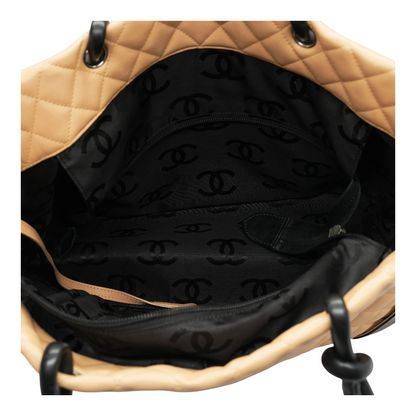 Large Calf Leather Quilted Cambon Tote