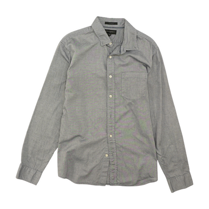 Blue Solid Long Sleeve Button Down